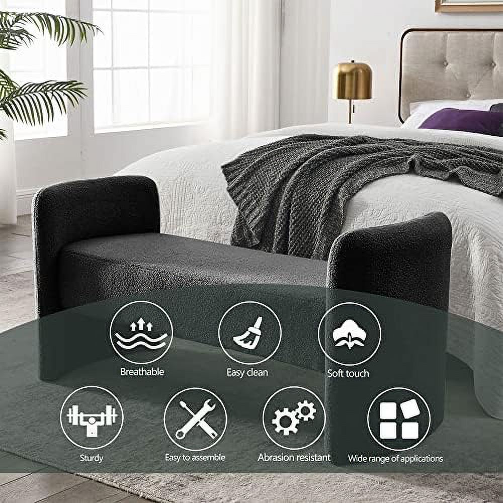 Black + Po Velvet Ottoman Bench V8252