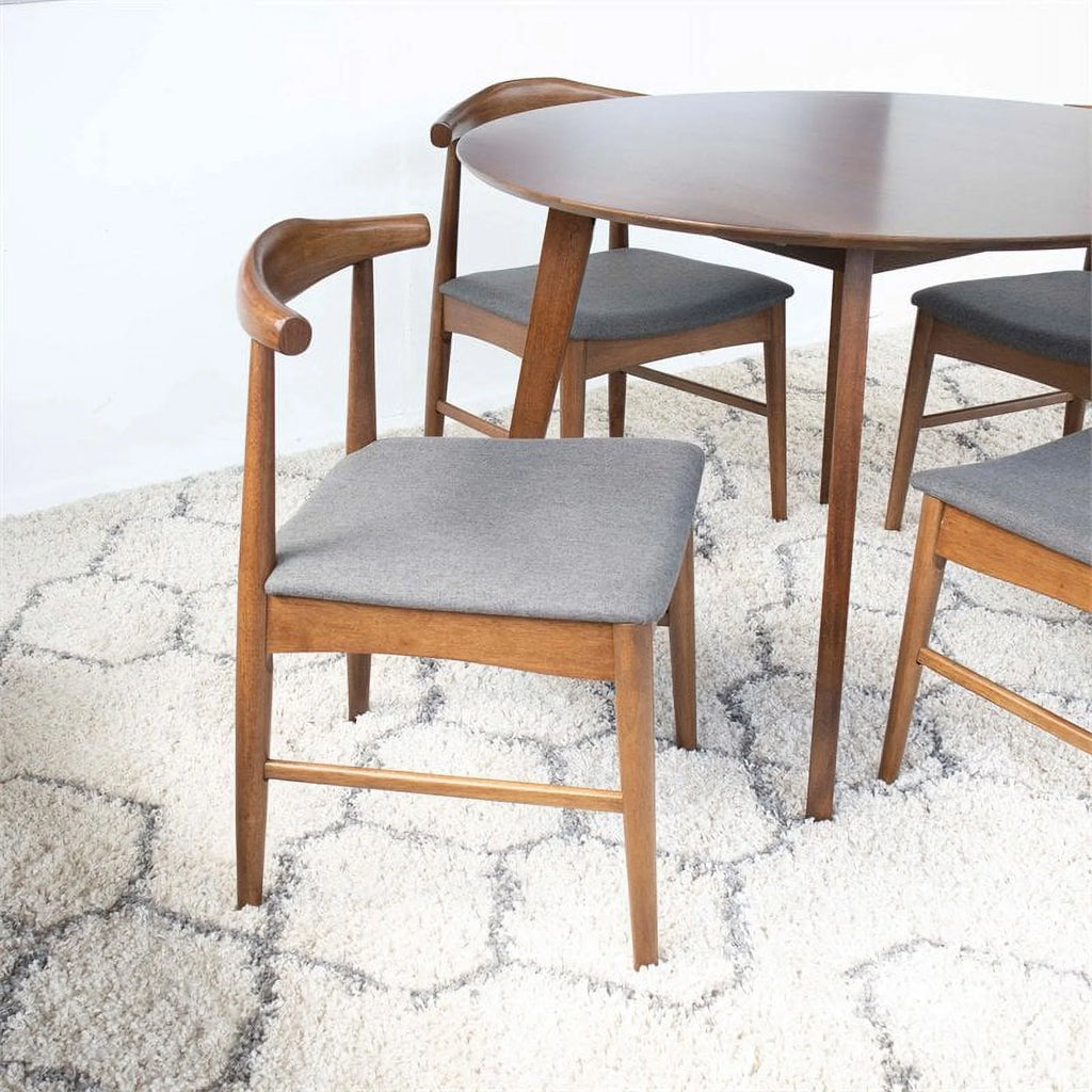 Fabric Dining Chair in White/Gray (Set of 5) D735873