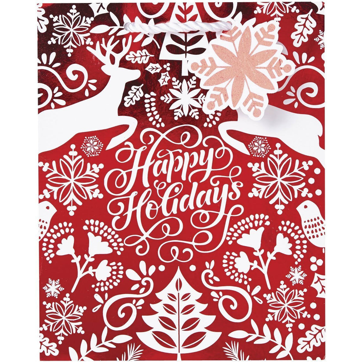 Medium Matte Christmas Gift Bags with Red Foil, 120 Pieces T842