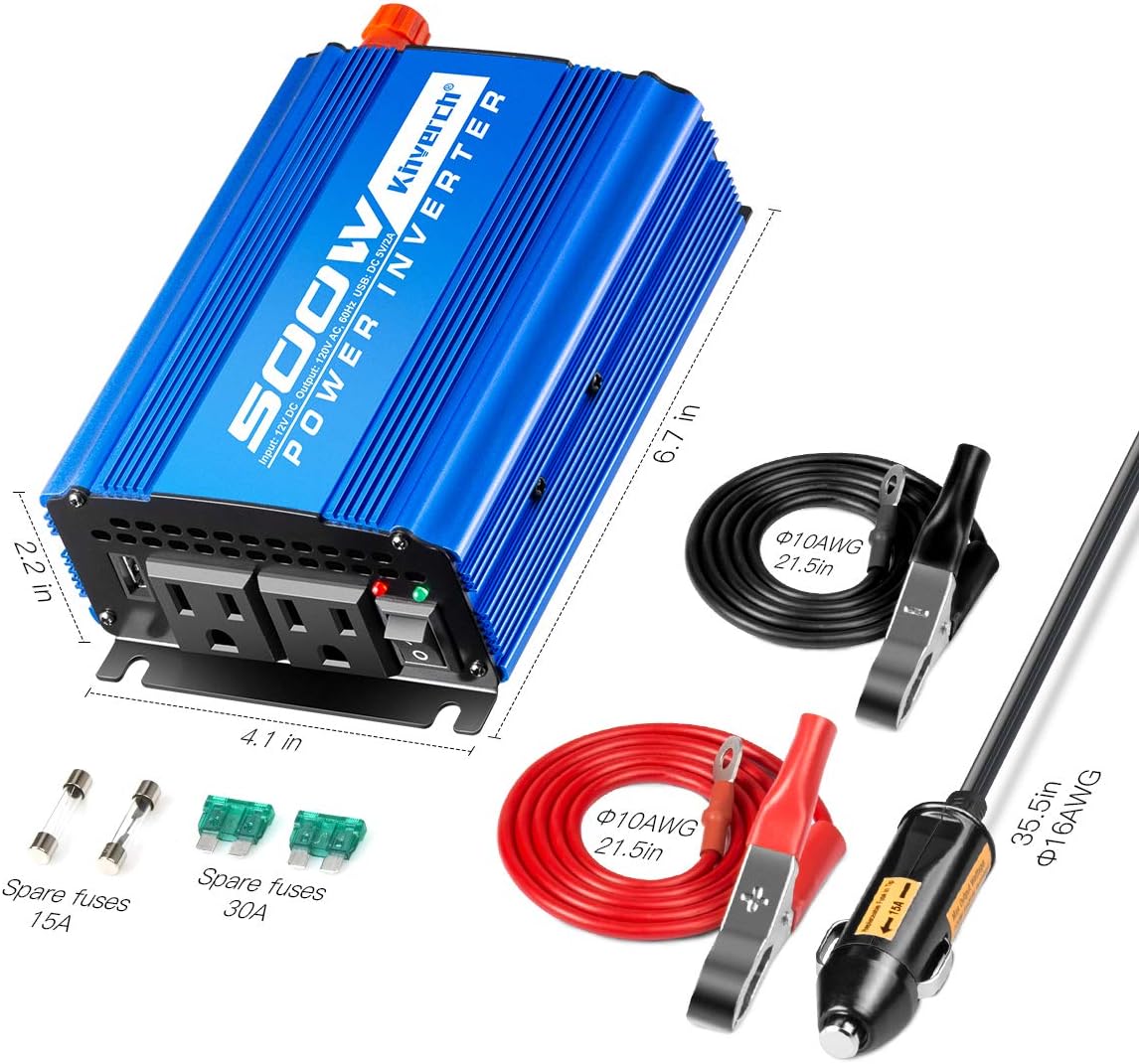 5000W Power Inverter 12V to 110V Car Inverter 4AC Outlets 2USB Ports H744