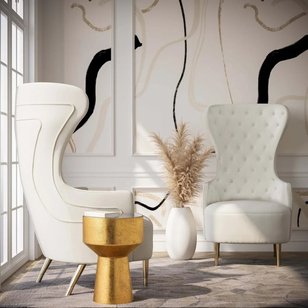 Cream Velvet Wingback Chair Z802