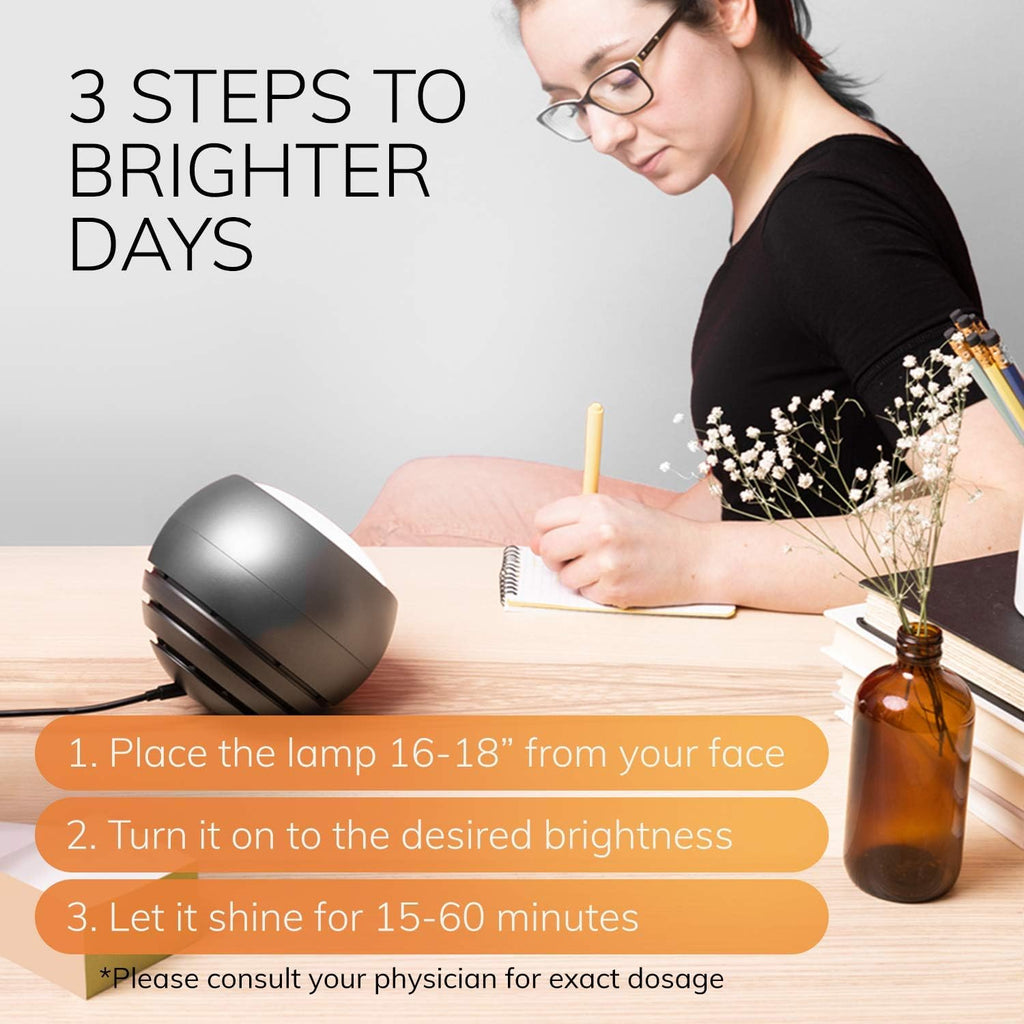 Light Therapy Lamp, UV-Free LED, 10,000 Lux, Full Spectrum, Light Grey N101079