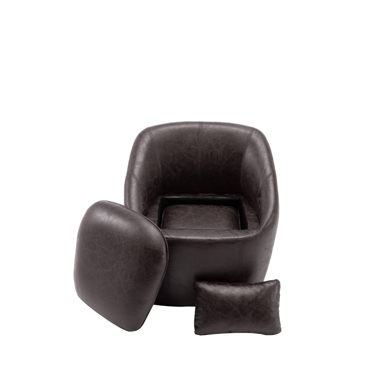 Barrel Chair with Storage Seat and Ottoman - Black E1977
