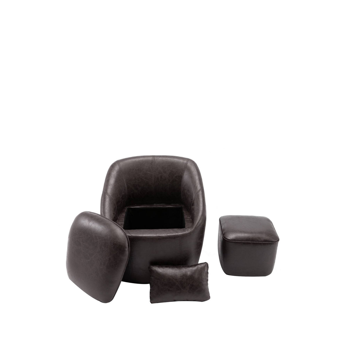 Barrel Chair with Storage Seat and Ottoman - Black E1977