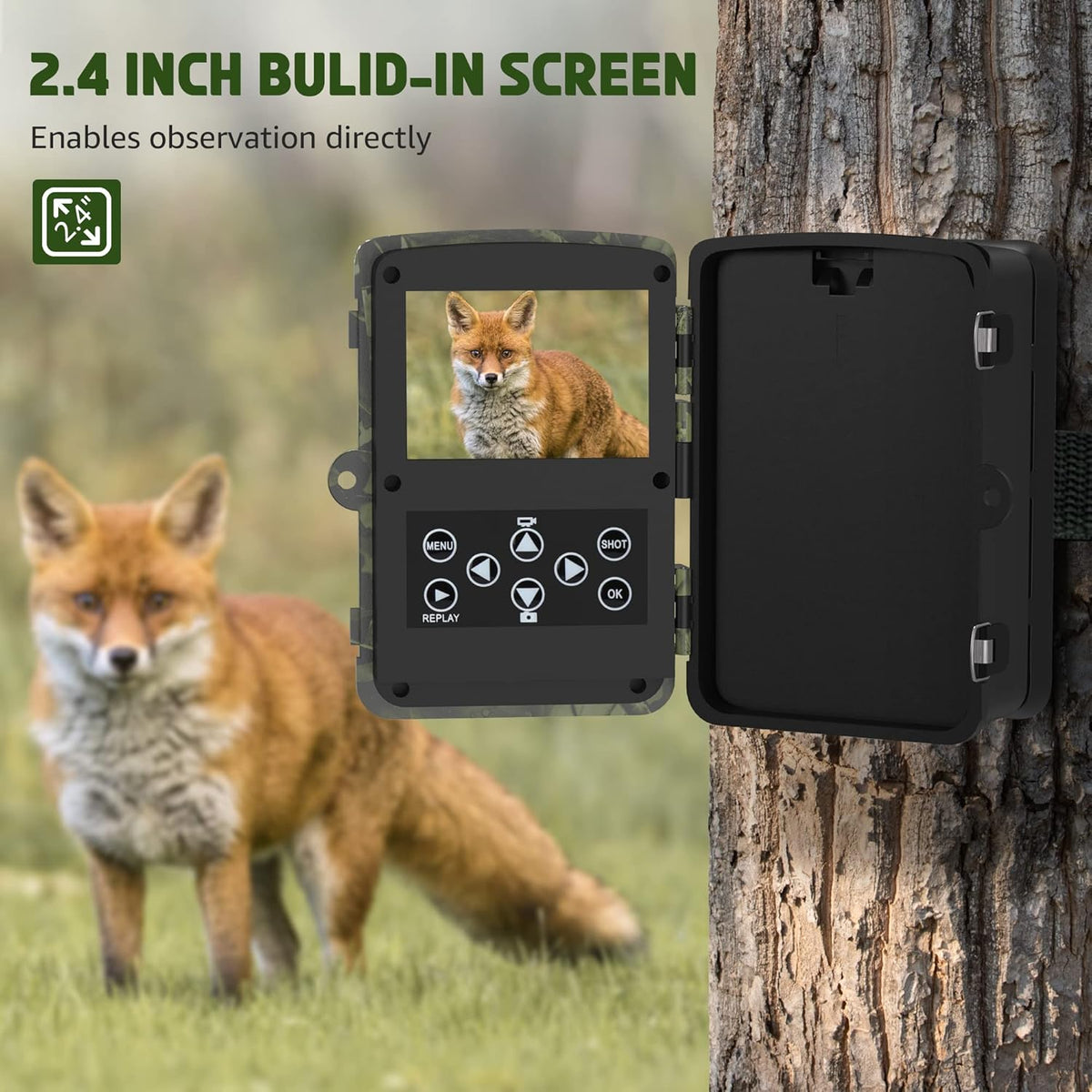 2.7K 36MP Game Camera 0.2S Trigger 65ft Range No Glow Night Vision 120° Angle IP66 Waterproof 32GB Card Pack of 2 C819552