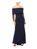 Blue Off-Shoulder Embellished Dress W9471