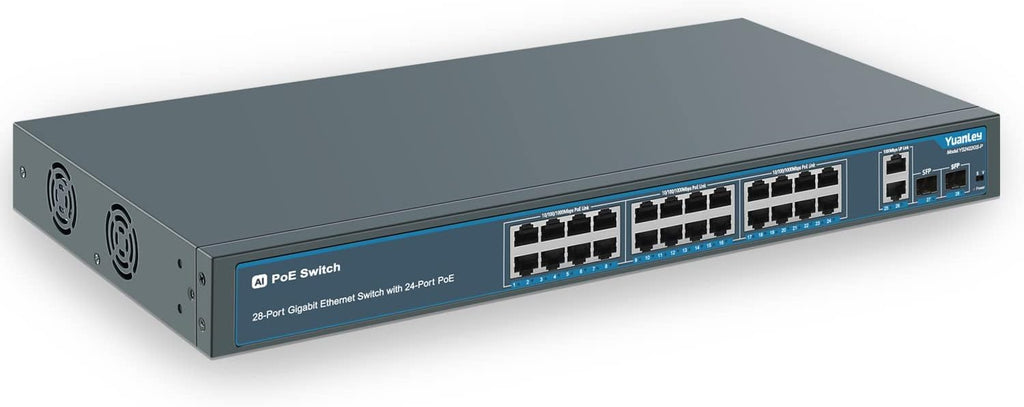 24 Port PoE Gigabit Unmanaged Ethernet Switch, 400w, Metal H34773
