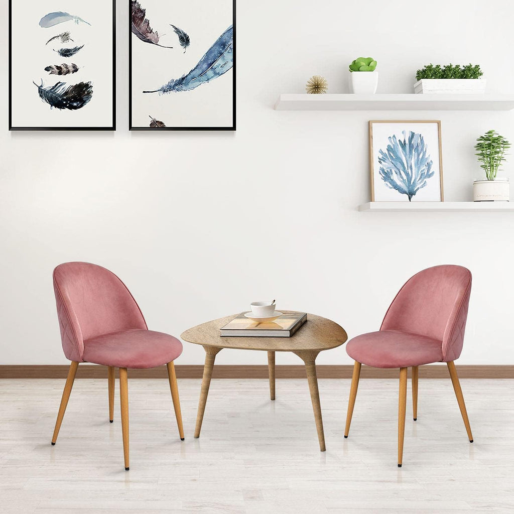 Pink Velvet Accent Chairs with Metal Legs, Set of 2 B98449