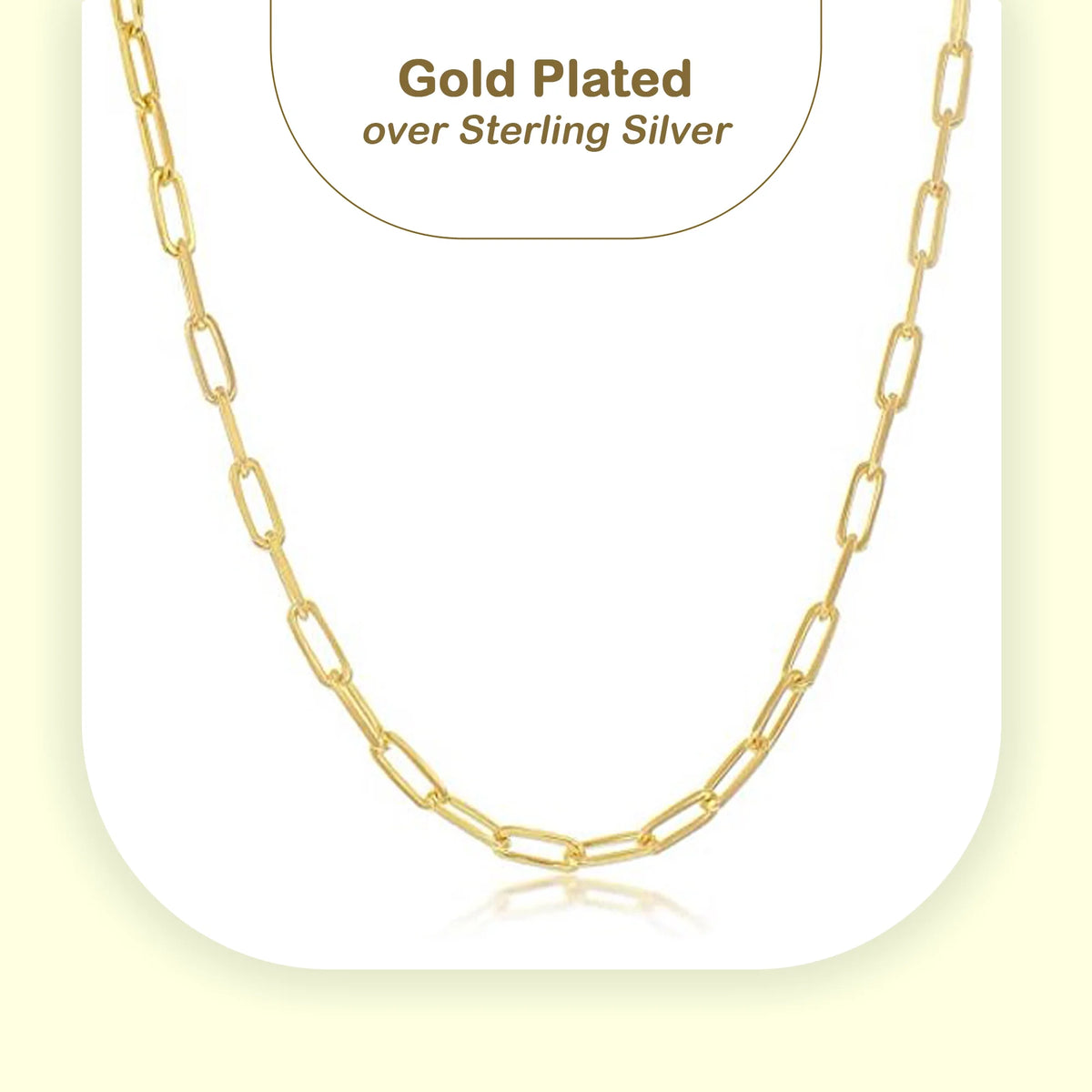 Sterling Silver Gold Plated Paperclip Chain Necklace, 1.8mm, 16.0" Y5513
