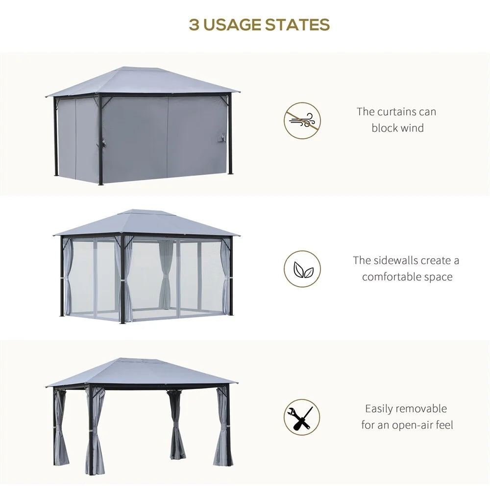 Aluminum Frame Outdoor Gazebo with Netting S350963
