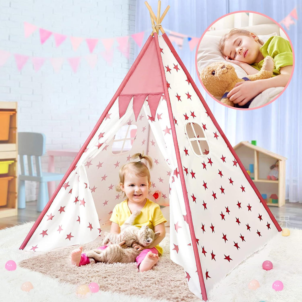 Kids Teepee Tent with Carry Case, Foldable Play Tent B5960