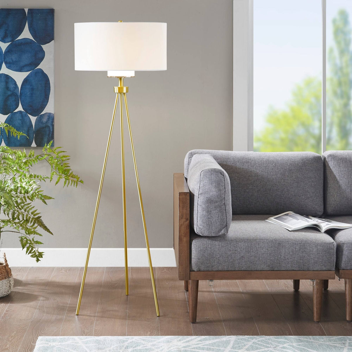 Gold Tripod Floor Lamp J5613