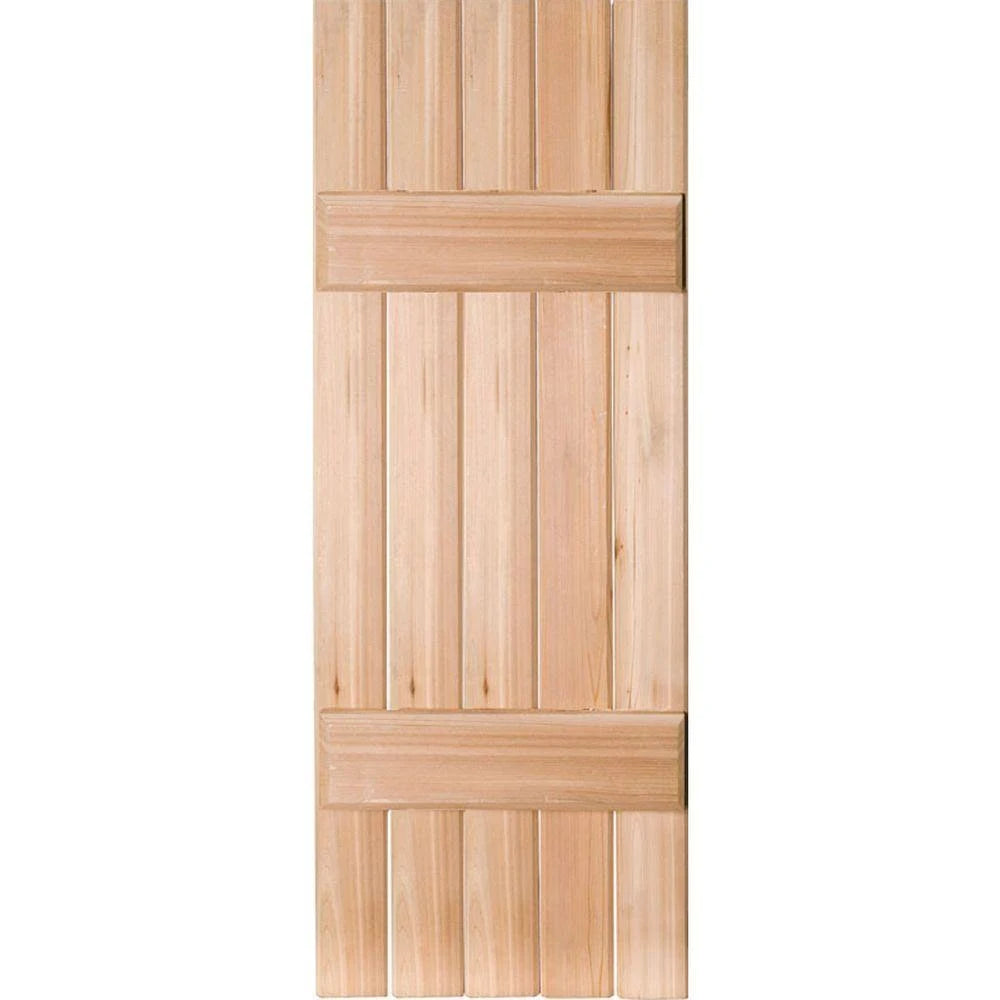 18 in. x 33 in. Exterior Real Wood Pine Board and Batten Shutters Pair Unfinished K3083