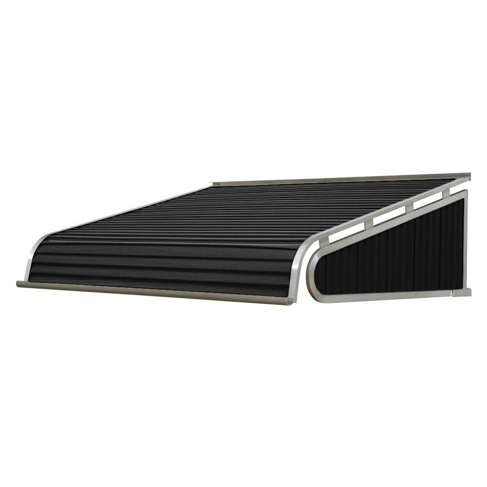84-in Wide x 60-in Projection Black Solid Fixed Door Awning J76257