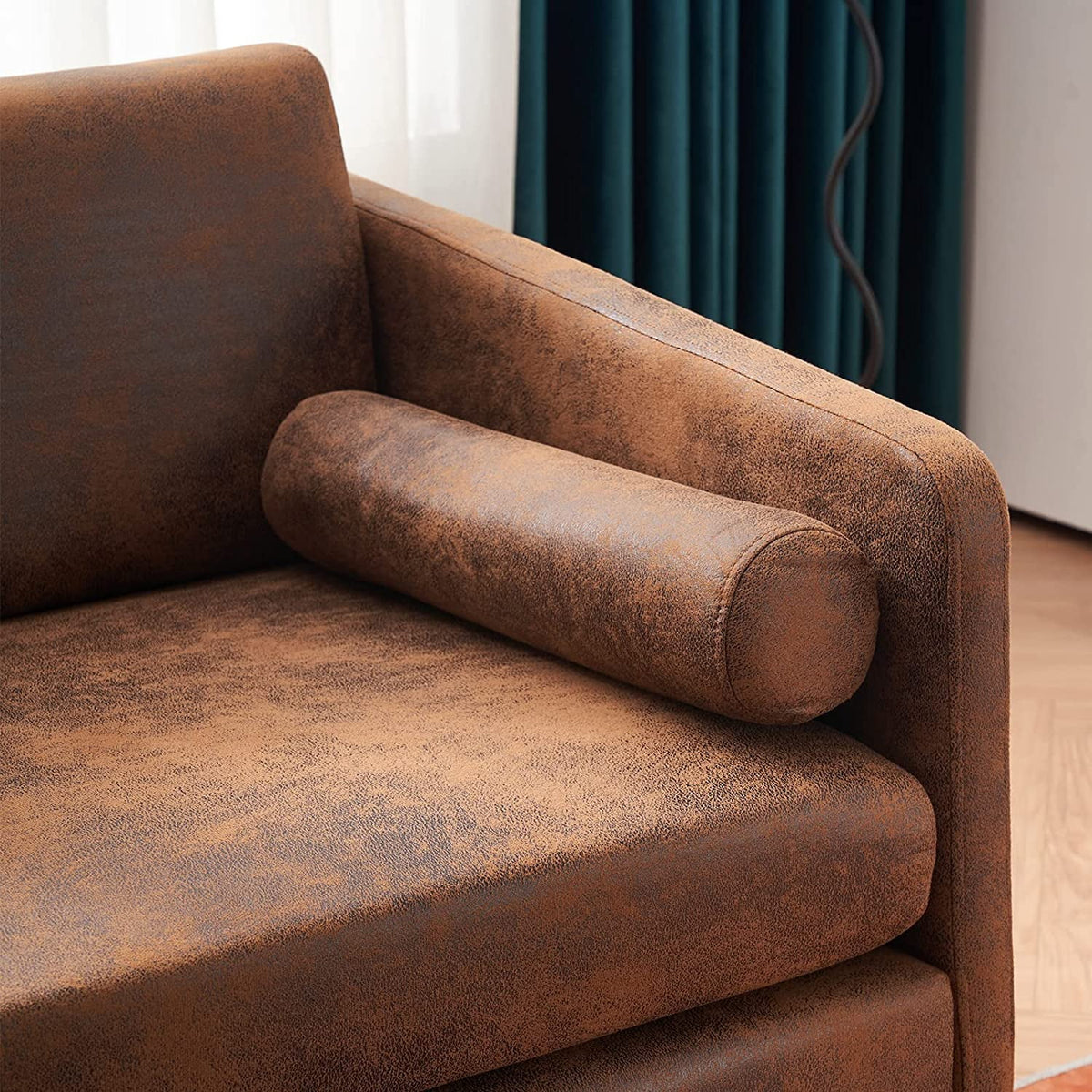 Bronzing Cloth Upholstered 2-Seat Sofa with Metal Legs C14161