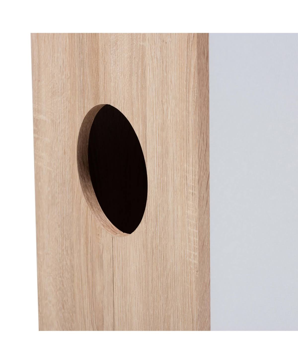 Two-Tone Oak and White 2-Door Cat Litter Box Cover Q5373