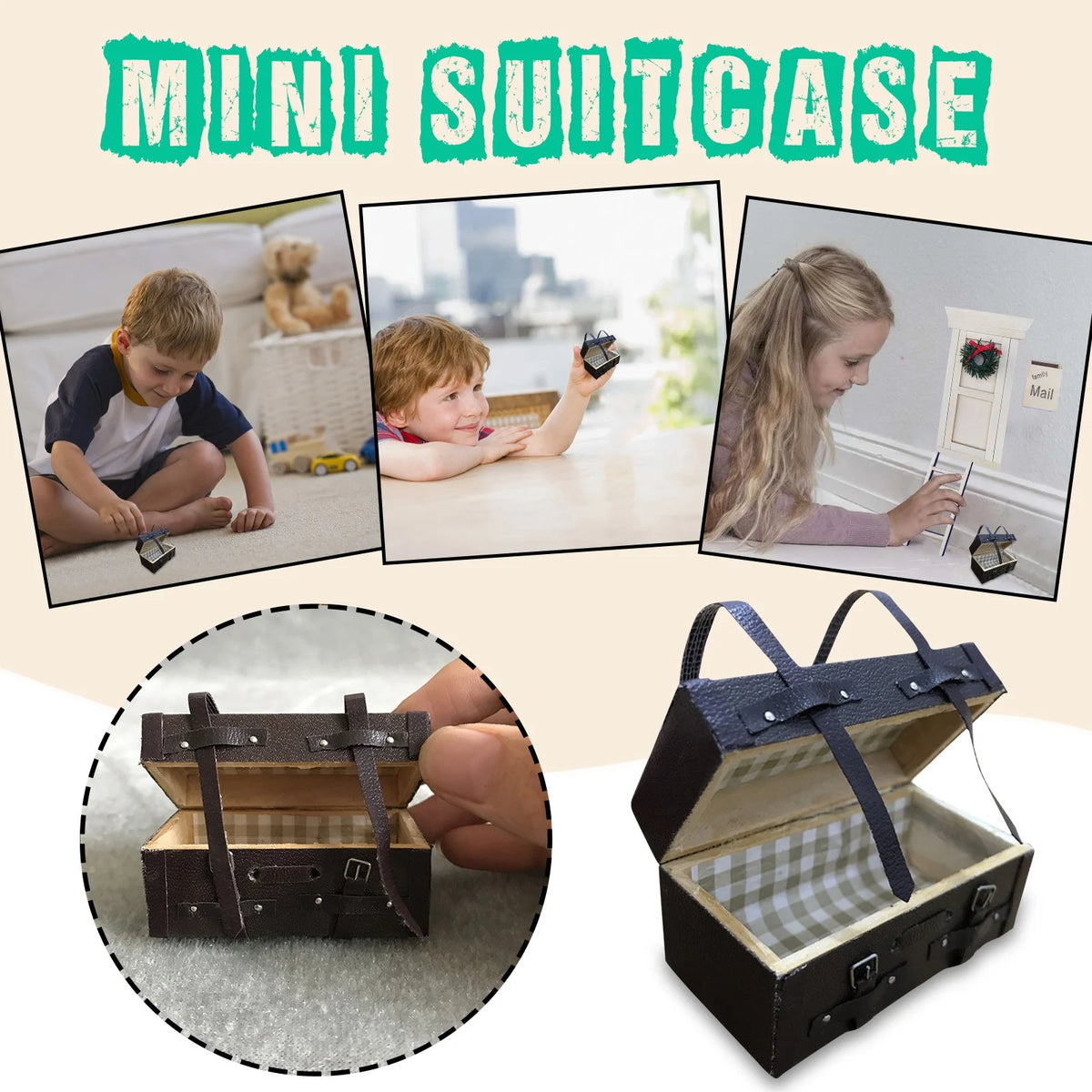 Retro Leather Mini Suitcase Dollhouse Ornament D935152
