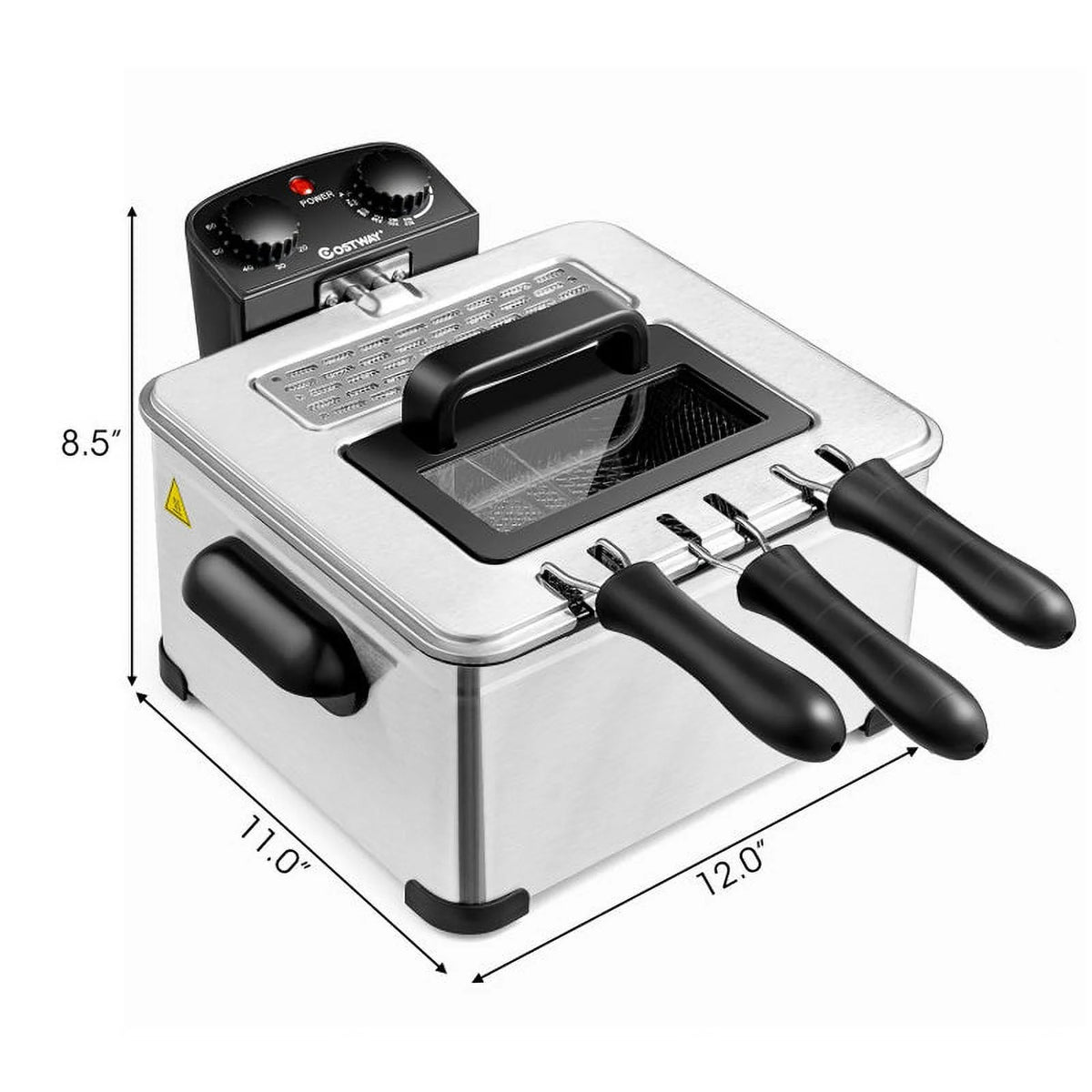 5.3Qt Stainless Steel Electric Deep Fryer with Triple Basket U332