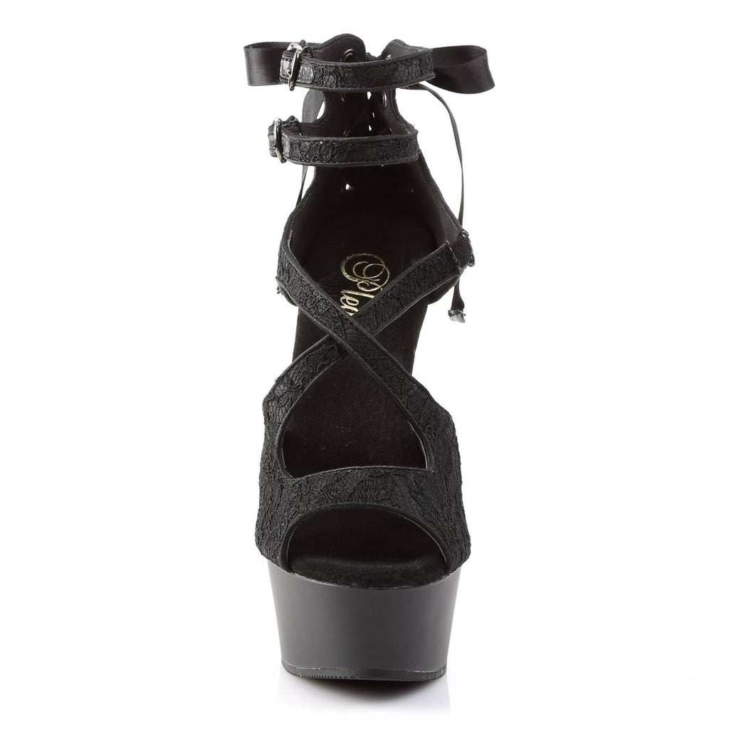 Red Satin-lace Black Matte Heels S579548