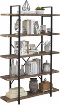 Rustic Brown 5-Shelf Industrial Bookshelf with Metal Frame H76992