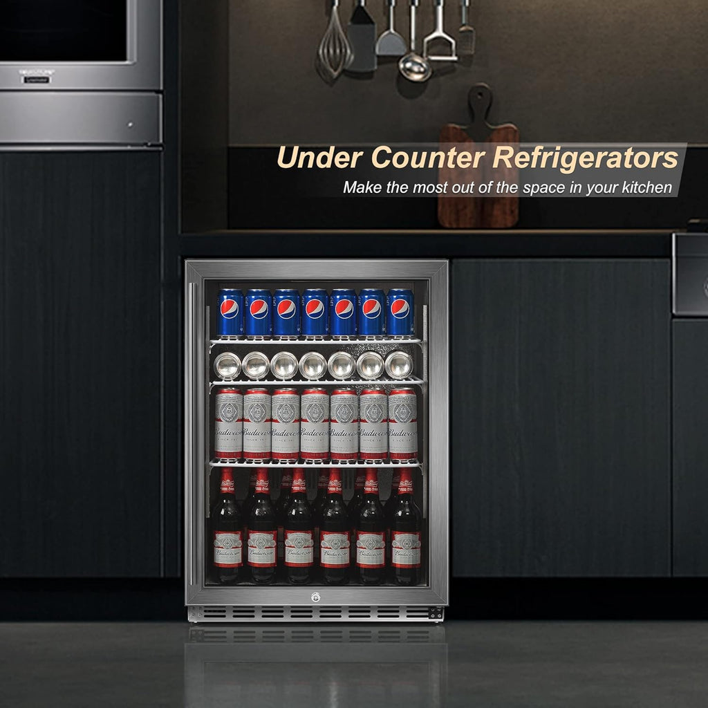 24 inch Built-in or Free Standing 160 Cans Beverage Refrigerator N958021