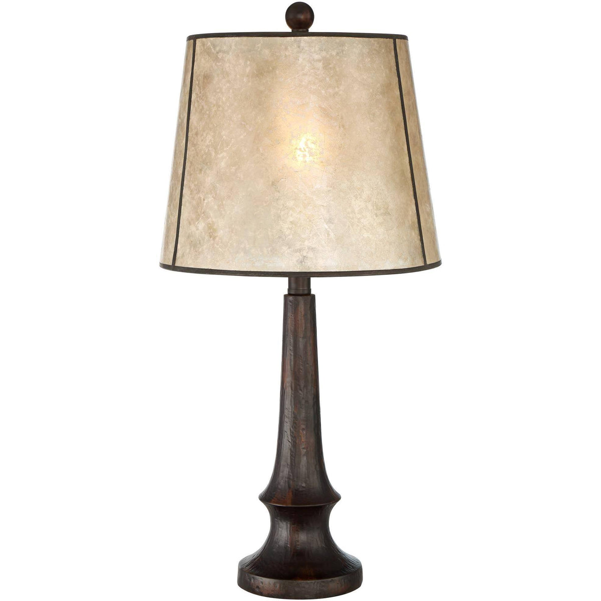 Rustic Table Lamp Aged Bronze Mica Drum Shade E32139