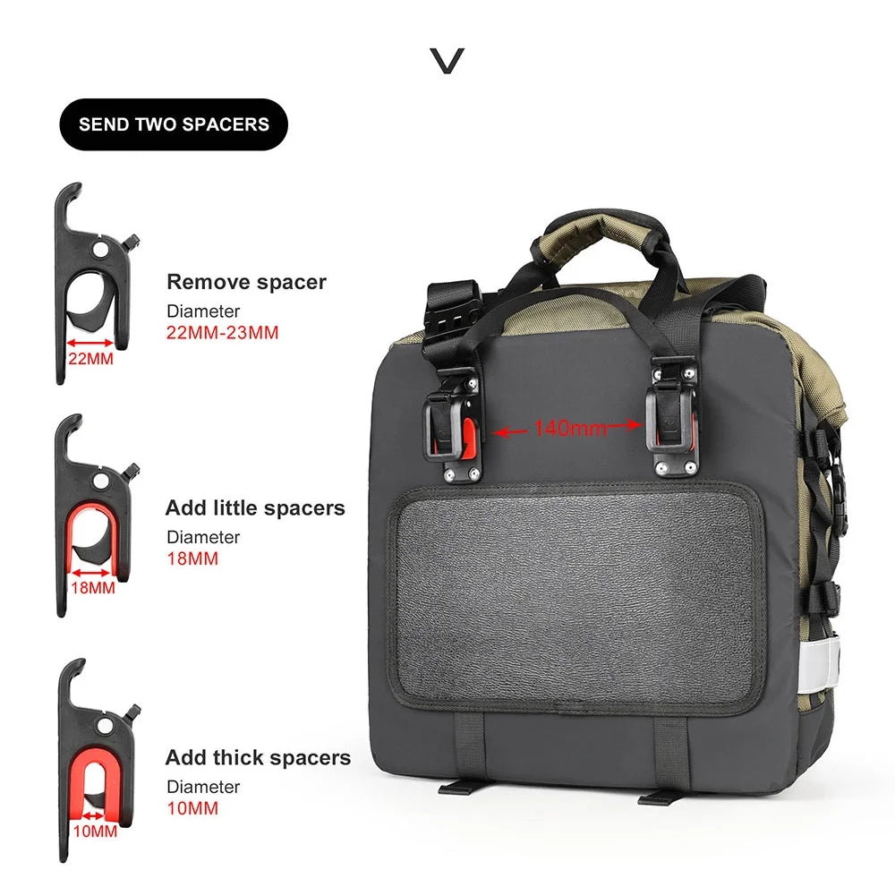 Polyester Motorcycle Side Saddle Bag 20L with Removable Waterproof Inner Bag H4673