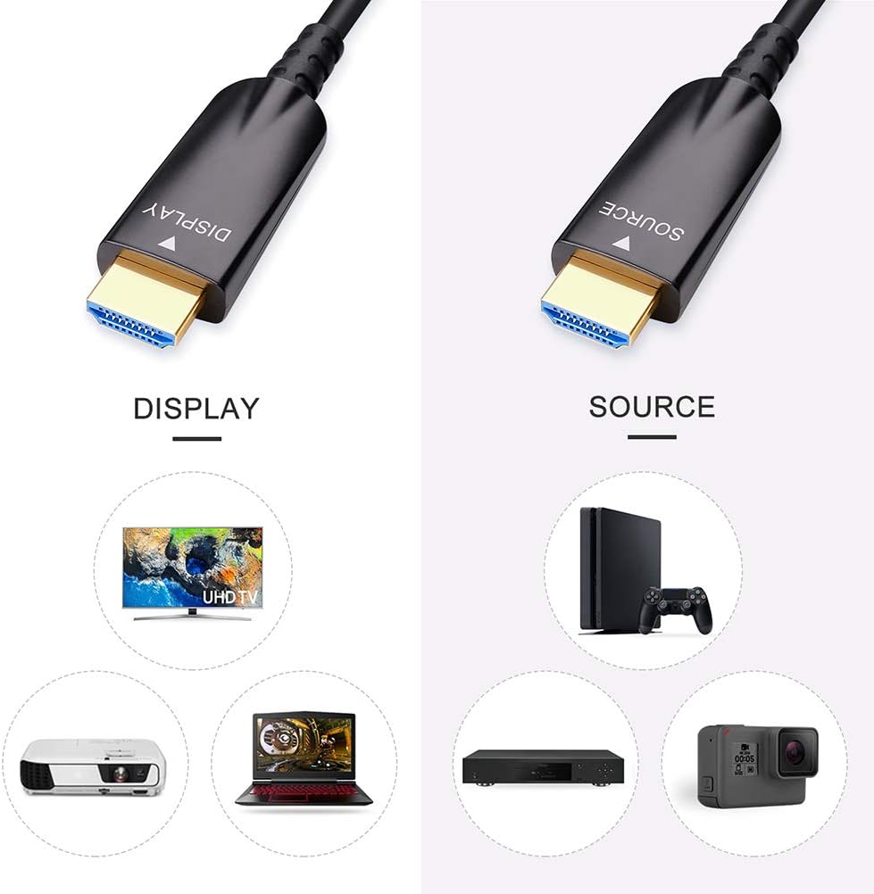 328 Feet Fiber Optic HDMI Cable with 4K 30Hz and 1080p 60Hz HD Video 3D HDCP CEC High Speed Supported (100 Meters, Black) P26353