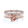 2.50 Carat Oval Morganite And Diamond Moissanite Engagement Ring in 925 Sterling Silver With 18k Rose Gold Plating A2213