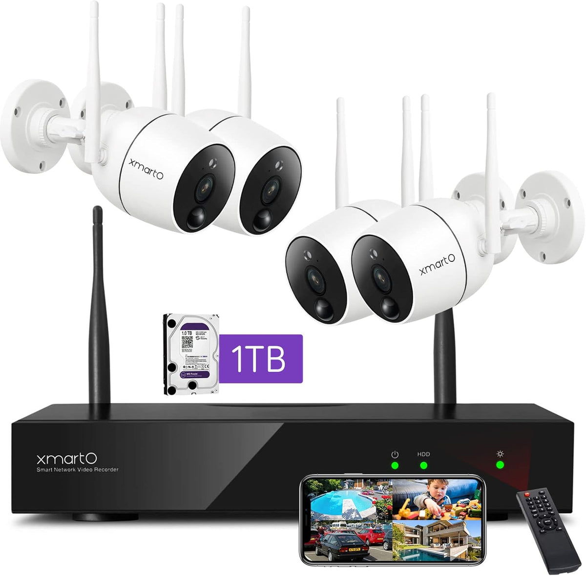 2K HD Wireless Security Camera System with Color Night Vision and 1TB HDD D59191