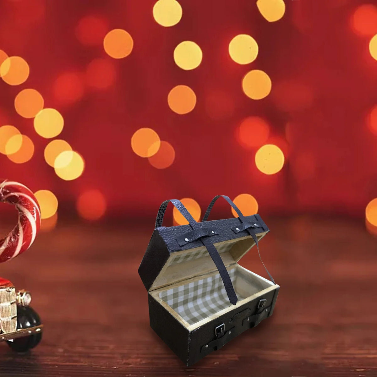 Retro Leather Mini Suitcase Dollhouse Ornament D935152