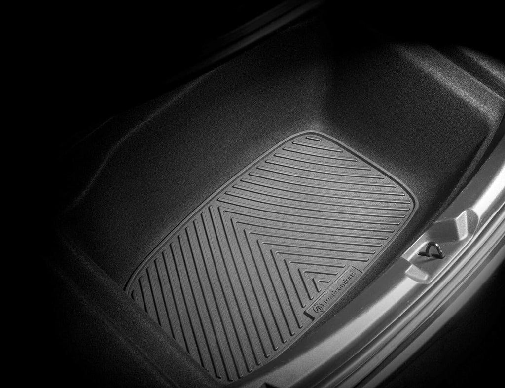 Front Trunk Mat + Storage Mat All Weather Mats (2pcs) (Black) Pack of 2 J393433