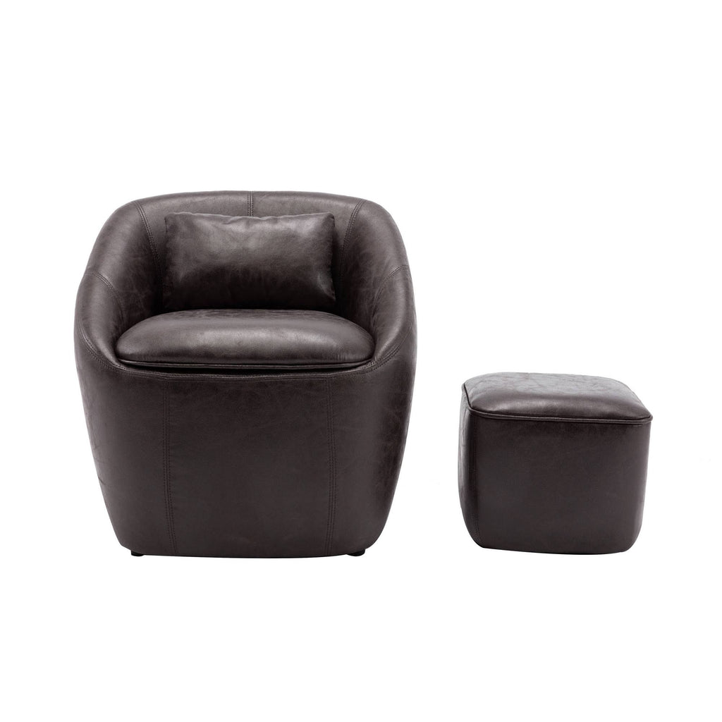 Barrel Chair with Storage Seat and Ottoman - Black E1977