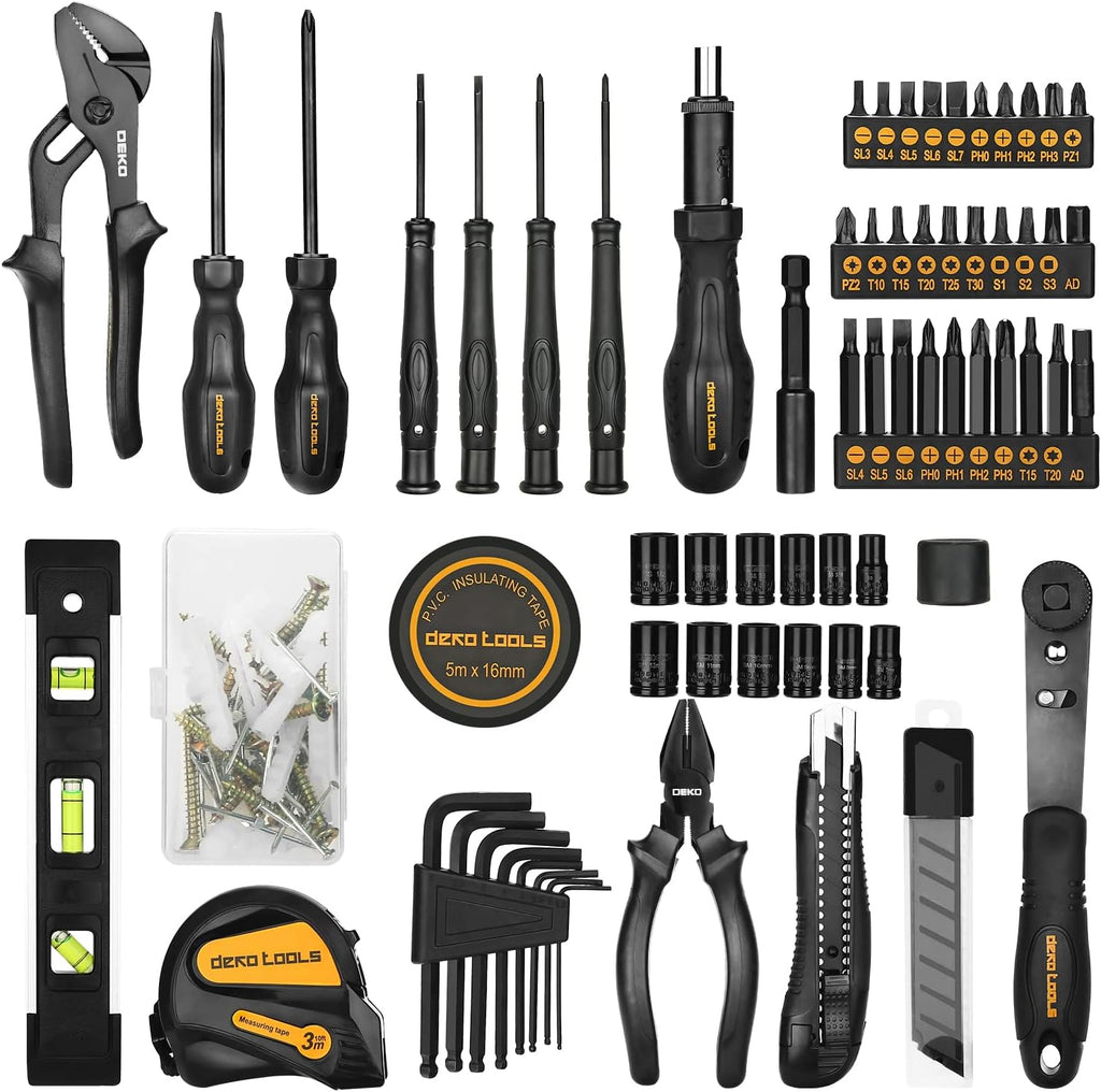 150 Piece Hand Tool Kit with Plastic Toolbox Storage Case M456275