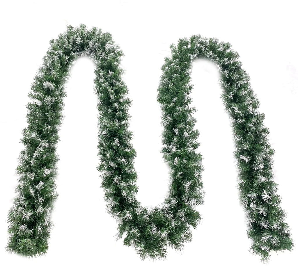 18ft Snow Flocked Christmas Garland with 50 LED Lights and Timer H514