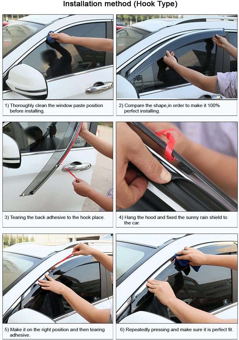 Car Window Visor Vent Shade Deflector Sun/Rain/Fog Guards Pack of 2 R992993