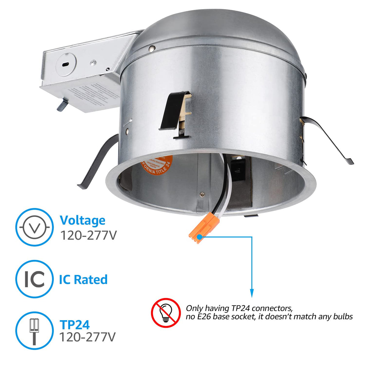 8-Pack 6 Inch LED Recessed Housing, IC Rated Air Tight, Damp Location D79378