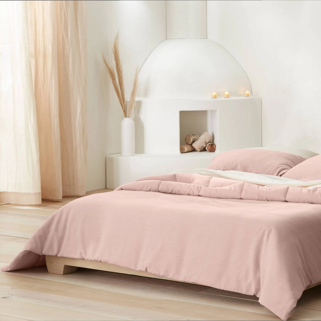 Blush Linen Blend Comforter and Sham Set E8678