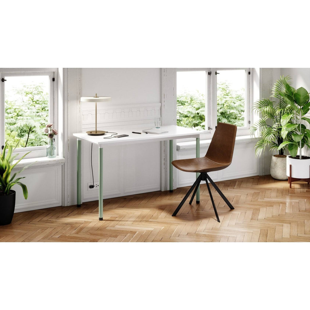 White Office Desk with Casters Plywood O963416