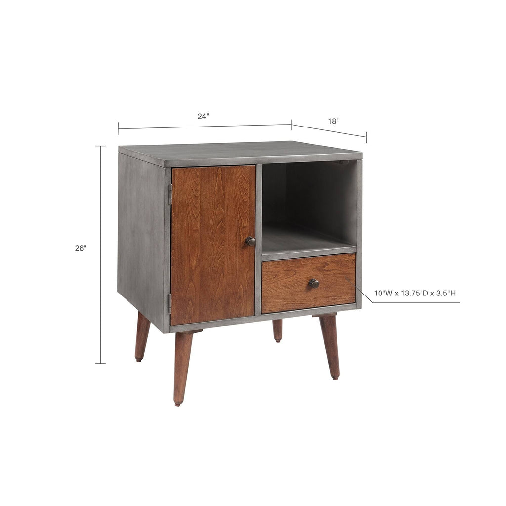 Grey 1-Drawer Storage Nightstand G41004