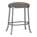 Tan Faux Leather Metal Swivel Backless Barstool R484