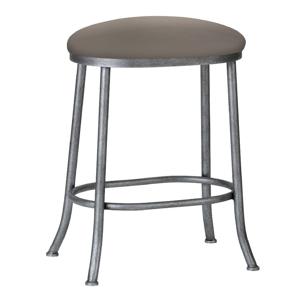 Tan Faux Leather Metal Swivel Backless Barstool R484