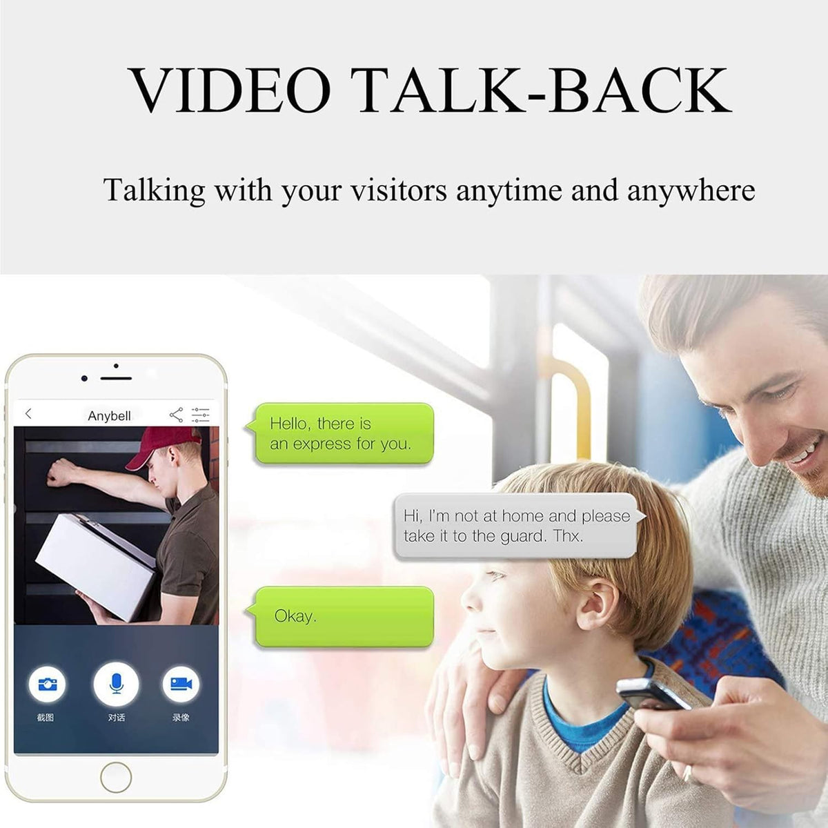 Wireless WiFi Doorbell Security Camera with Chime, Cloud Storage, Two-Way Talk, Night Vision, Rechargeable Batteries Pack of 2 X38401
