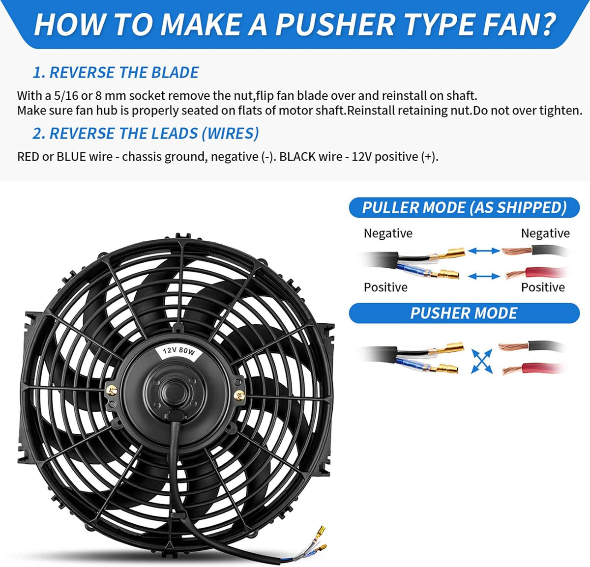 12 Inch Electric Engine Radiator Cooling Fan with Mounting Kit 1750 CFM 12 Volts Pack of 2 G9203