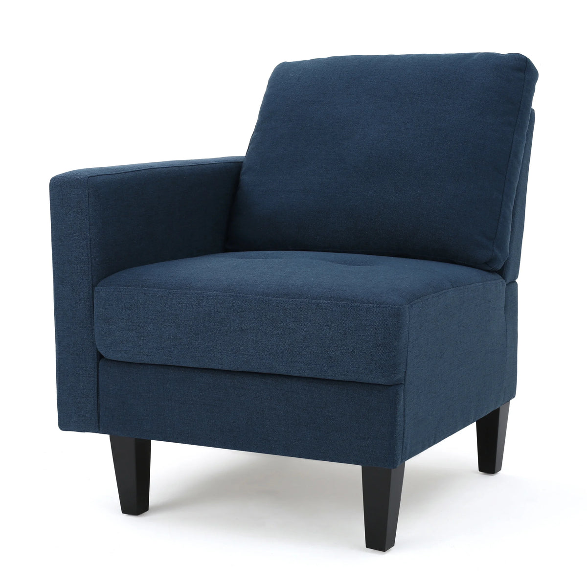 Dark Blue Fabric Sectional Couch with Storage Ottoman N732606