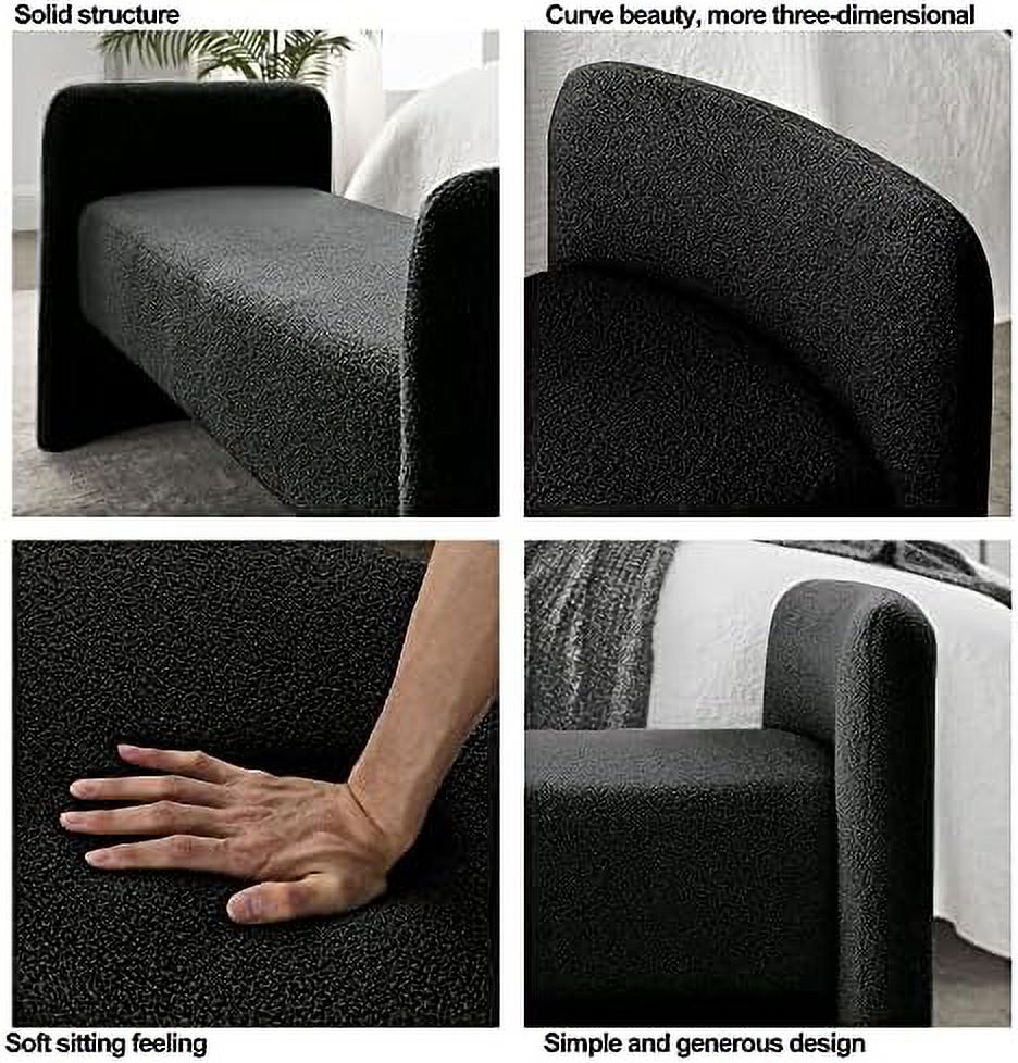 Black + Po Velvet Ottoman Bench V8252