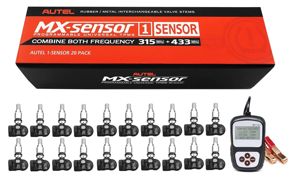 20pcs TPMS Tire Sensor with Battery Tester Dual Frequency Metal Valve Stem Y16908