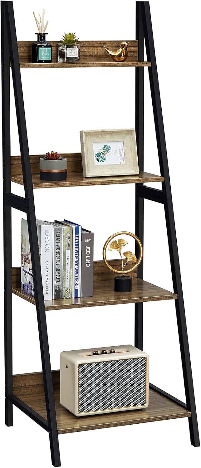 Walnut 4 Tier Ladder Bookshelf V809807