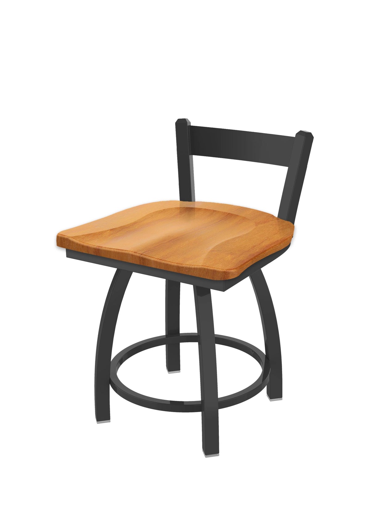 18x22 Low Back Swivel Vanity Stool with Pewter Finish and Medium Maple Seat Q603988