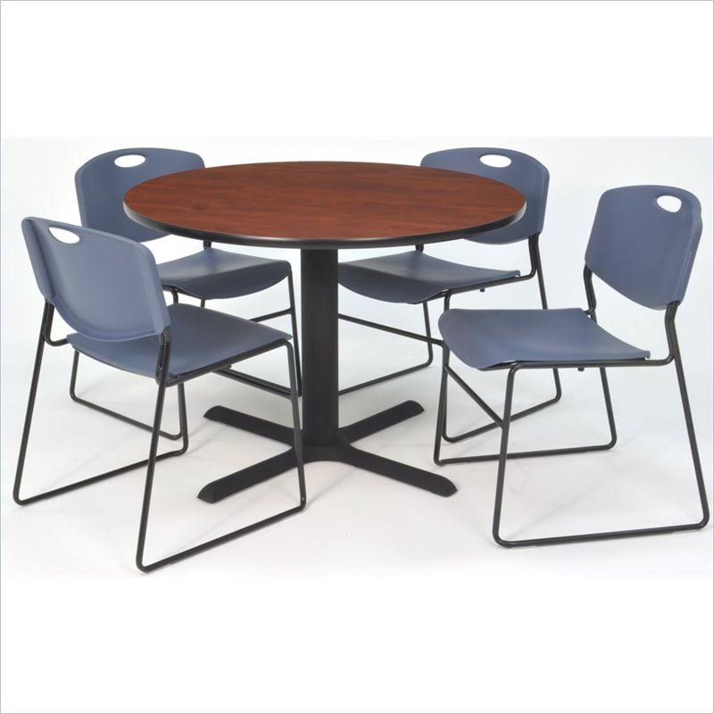 48x22 Round Breakroom Table with 4 Stack Chairs X345834